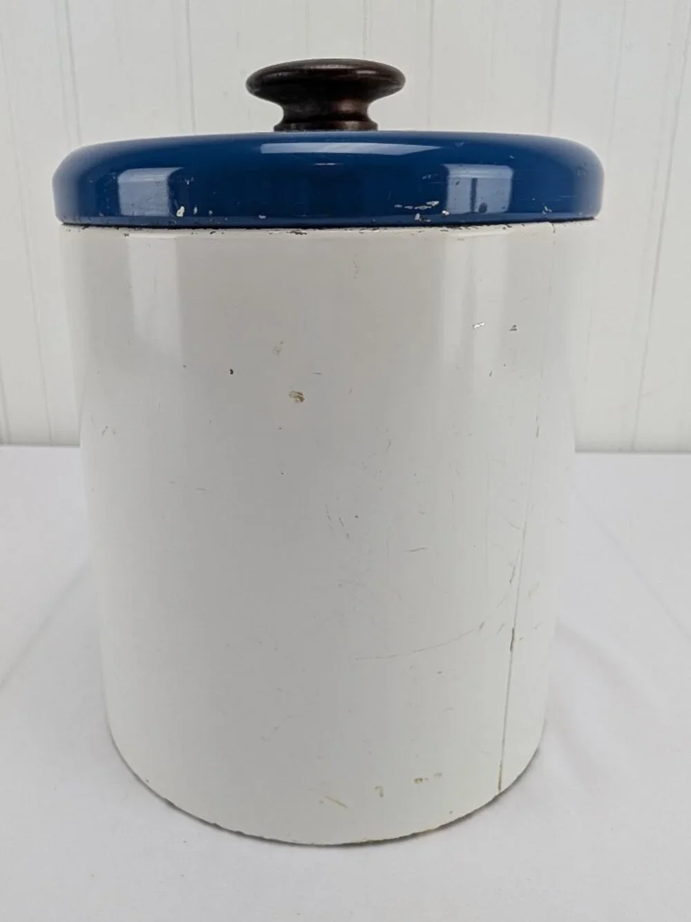 Vintage Ransburg Cookie Jar Tin U.S. Cookies Metal Lid Biplane Retro Airplane
